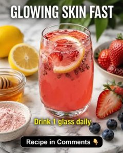 Glowing Skin Fast Naturally: Strawberry Collagen Glow Drink and Skin-Type Based Natural Remedies